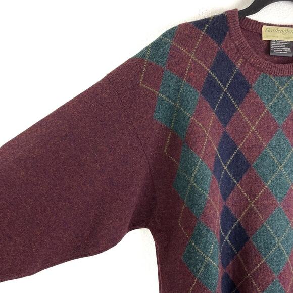 Vintage Scottish Lambswool Argyle Sweater Dark Academia Oversized Boho Fit - Picture 8 of 9